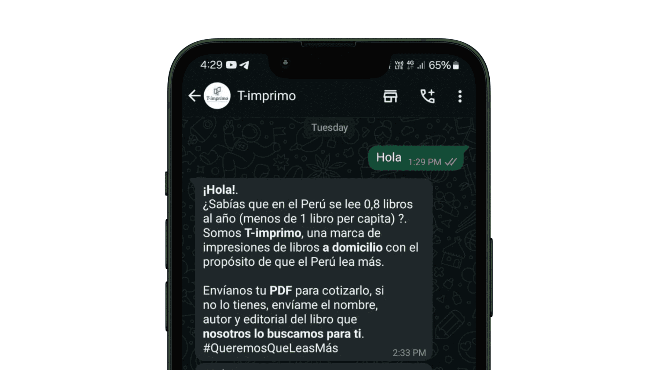 Mensaje de bienvenida creativo en WhatsApp Business