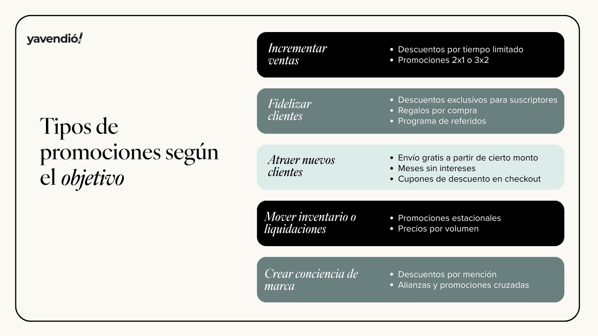 tipos de promocion de venta y ejemplos por cada uno