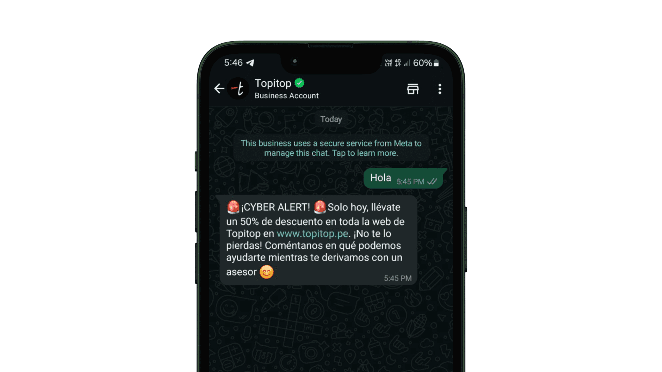 Mensaje de bienvenida para WhatsApp Business de una tienda de ropa